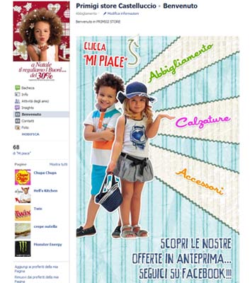 Realizzazione fan page Primigi store